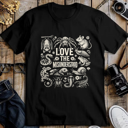 Cat Love Shirt, Funny Cat Lover Gift UnisexT-Shirt/Hoodie/Sweatshirt HLT00 - Love The Misunderstood Bat Raven Cat Snake Spider Moth Frog T-Shirt (2)