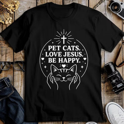 Cat Love Shirt, Funny Cat Lover Gift UnisexT-Shirt/Hoodie/Sweatshirt HLT00 - Pet Cats Love Jesus Be Happy Christian Faith Cat Lover Long Sleeve T-Shirt