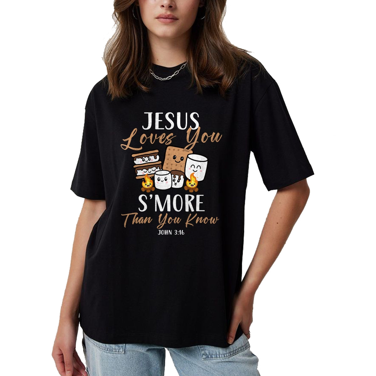 Funny Camping Shirt, Gift For Camping Lover Unisex T-Shirt/Hoodie/Sweatshirt HLT00 - Jesus Loves You S_More Christian Church Camper Camping Lover T-Shirt