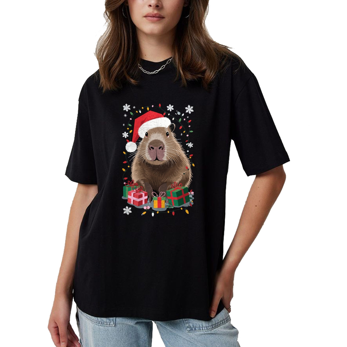 Cute Capybara Shirt, Funny Capybara Unisex T-Shirt/Hoodie/Sweatshirt HLT00 - Capybara Christmas Long Sleeve T-Shirt (5)