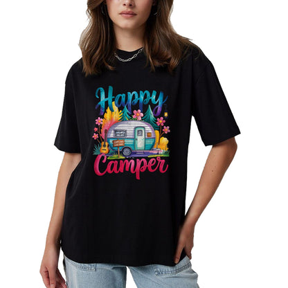 Funny Camping Shirt, Gift For Camping Lover Unisex T-Shirt/Hoodie/Sweatshirt HLT00 - Funny Happy Camper Camping Apparel Trailer RV Kids Women T-Shirt