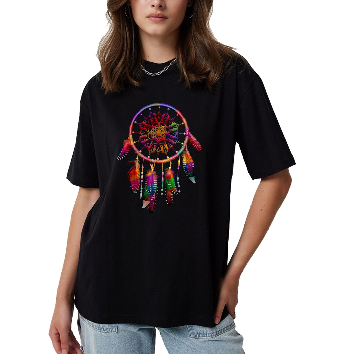 Native American T-Shirts, Vintage Native American Unisex T-Shirt/Hoodie/Sweatshirt HLT00 - Colorful Dreamcatcher Feathers Tribal Native American Indian