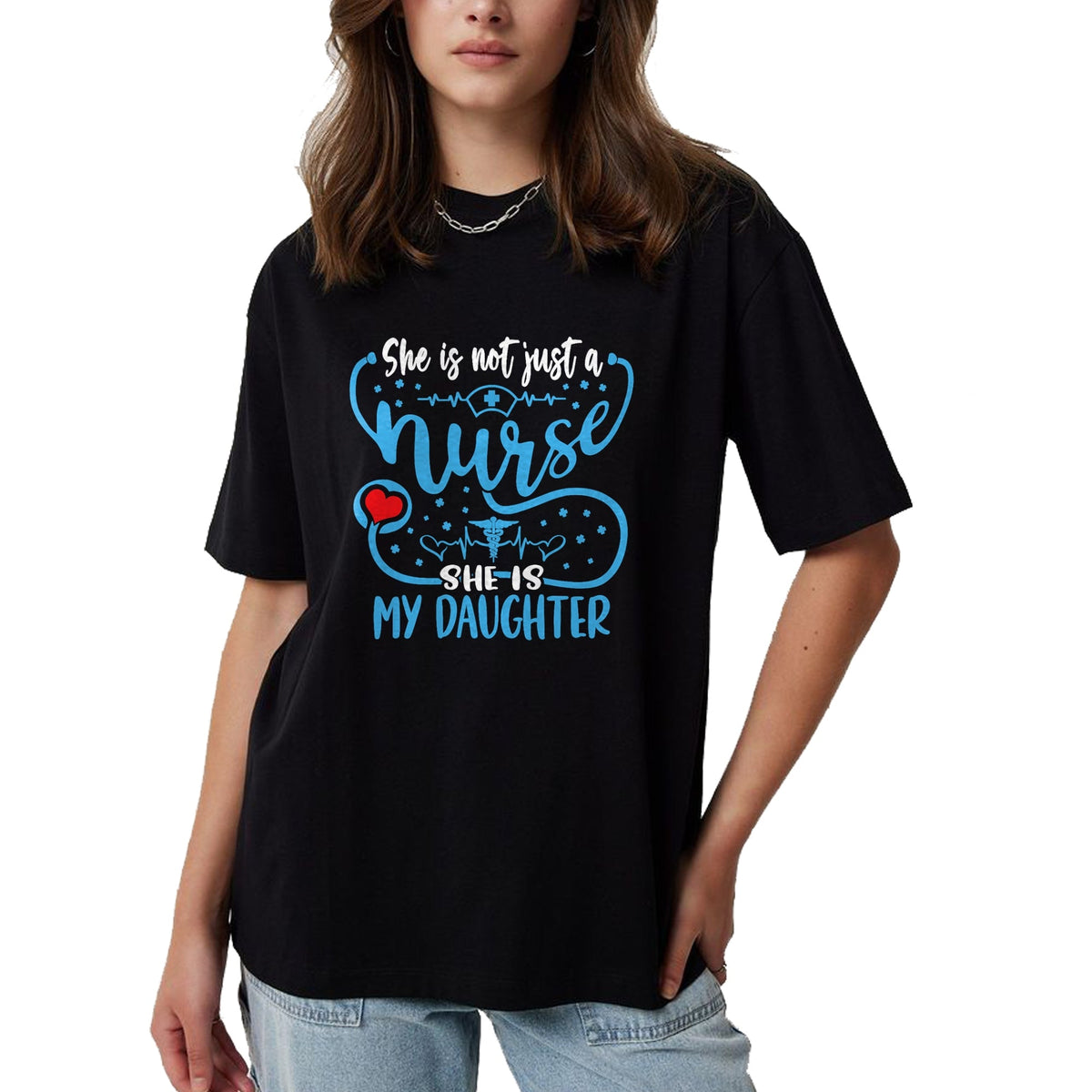 Funny Nurse Shirt, Nurse Unisex T-Shirt/Hoodie/Sweatshirt HLT00 - My Daughter Is A Nurse Proud Nurse's Mom Dad RN LPN Family T-Shirt (5)