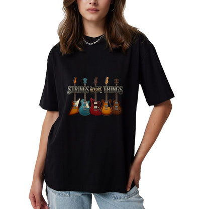 Guitar Lover Shirt, Funny Guitar UnisexT-Shirt/Hoodie/Sweatshirt HLT00 - Strings Before Thing Funny Men Vintage Acoustic Guitar Music T-Shirt