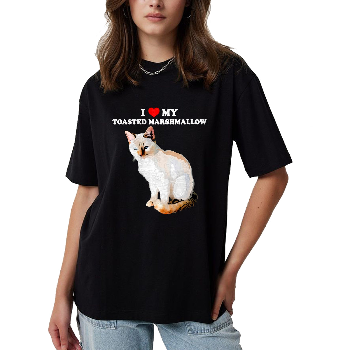 Cat Love Shirt, Funny Cat Lover Gift UnisexT-Shirt/Hoodie/Sweatshirt HLT00 - I Love My Toasted Marshmallow Flame Point Siamese Cat Kitten T-Shirt (1)