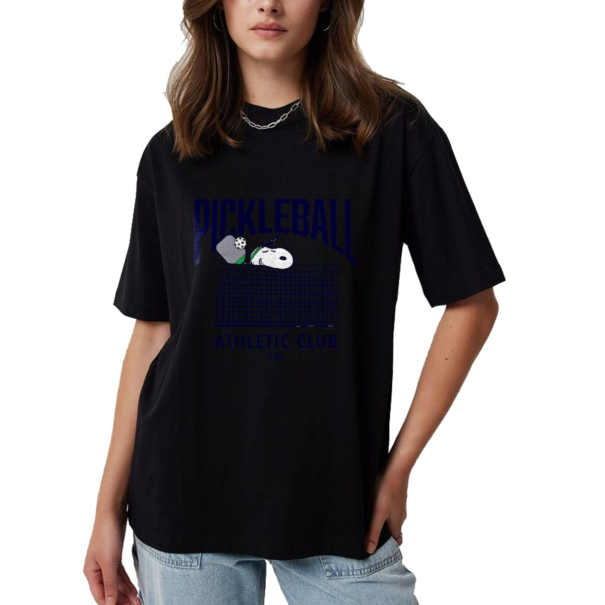 Funny Pickleball Shirt, Pickleball Lover Unisex T-Shirt/Hoodie/Sweatshirt HLT00 - Peanuts - Snoopy Pickleball Athletic Club USA T-Shirt