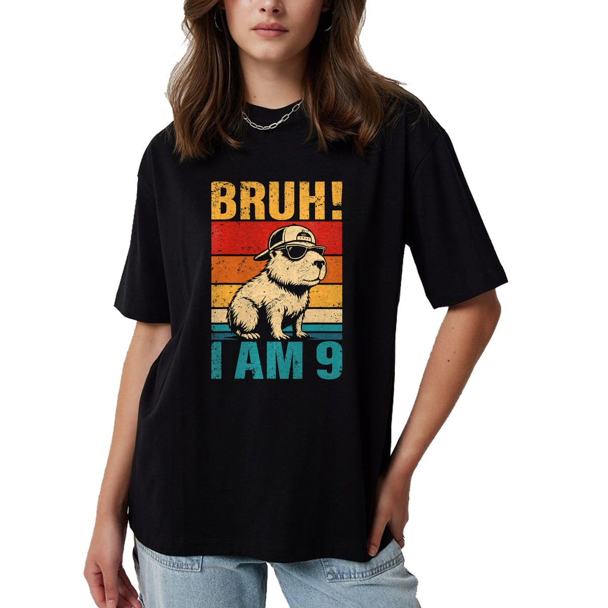 Cute Capybara Shirt, Funny Capybara UnisexT-Shirt/Hoodie/Sweatshirt HLT00 - 9 Year Old Birthday Boy Capybara Bruh It_s My 9th Birthday T-Shirt (1)