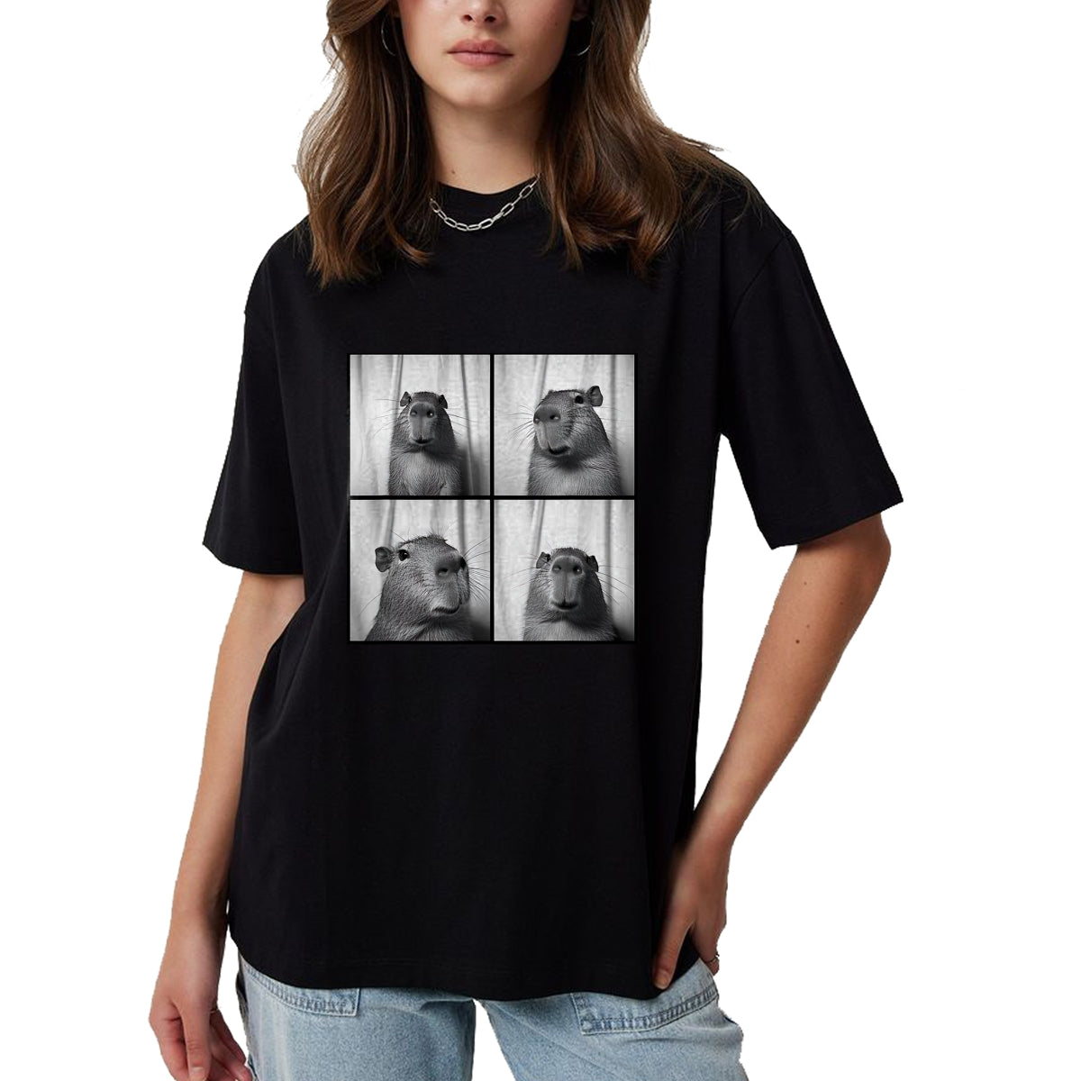 Cute Capybara Shirt, Funny Capybara Unisex T-Shirt/Hoodie/Sweatshirt HLT00 - Capybara Capy Photobooth Quirky Funny Animal T-Shirt
