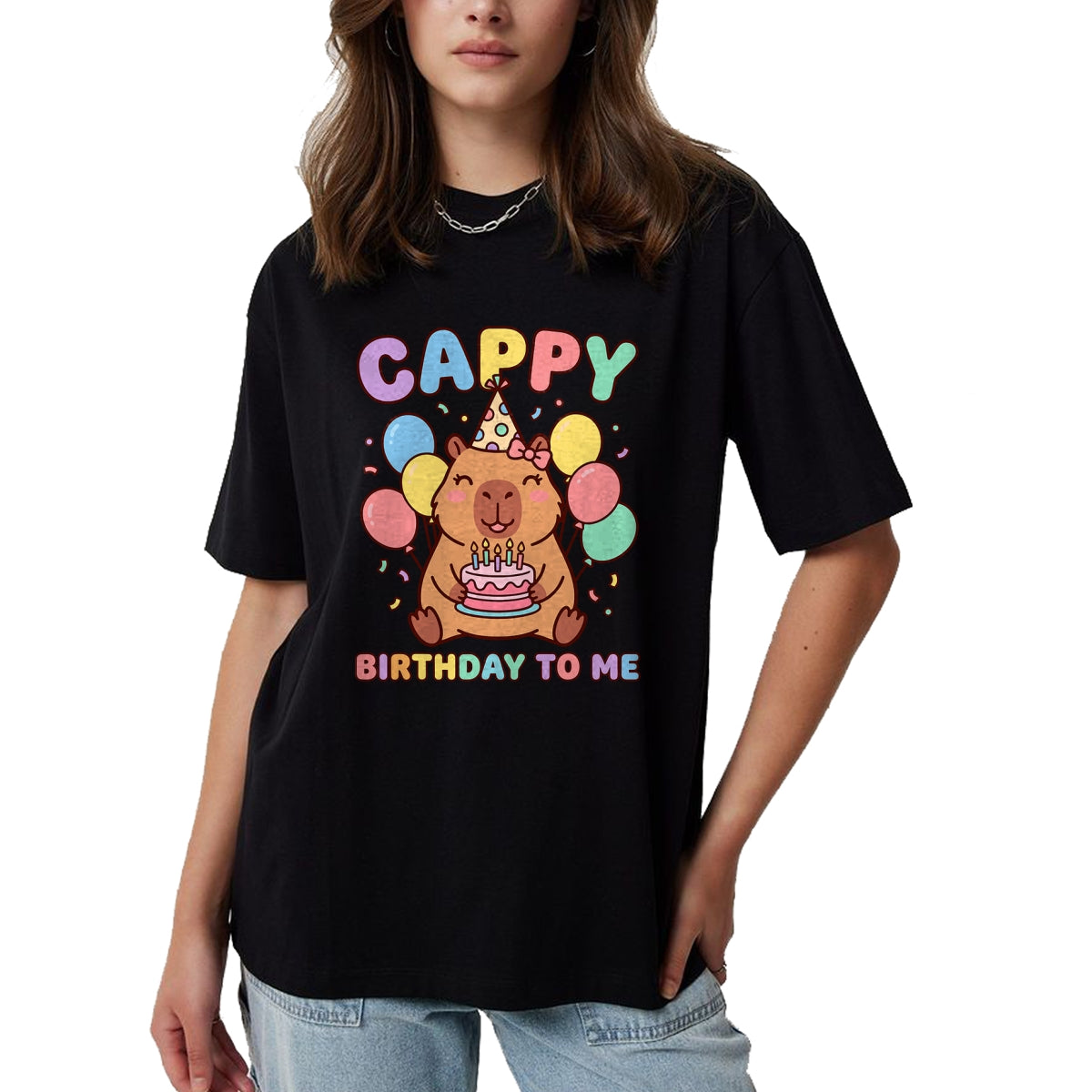 Cute Capybara Shirt, Funny Capybara UnisexT-Shirt/Hoodie/Sweatshirt HLT00 - Cappy Birthday to Me Happy Birthday T-Shirt