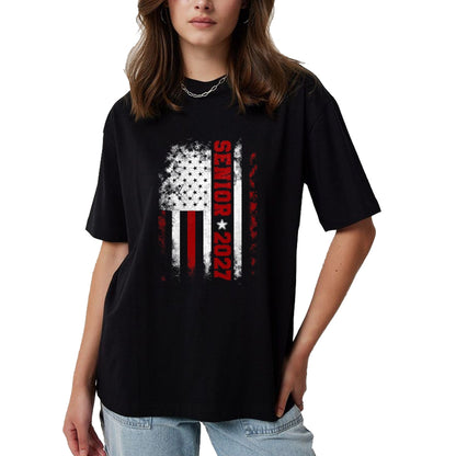 Best Student Shirt, Funny Back To School UnisexT-Shirt/Hoodie/Sweatshirt HLT00 - Senior Class of 2027 Back to High School American USA Flag T-Shirt