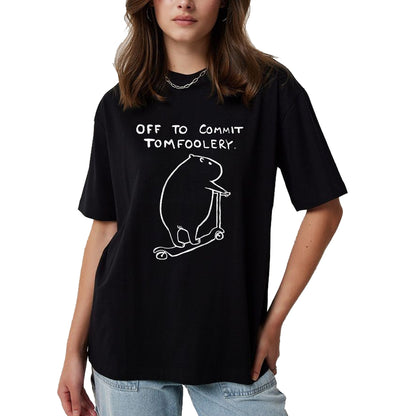 Cute Capybara Shirt, Funny Capybara Unisex T-Shirt/Hoodie/Sweatshirt HLT00 - Capybara Off to Commit Tomfoolery T-Shirt