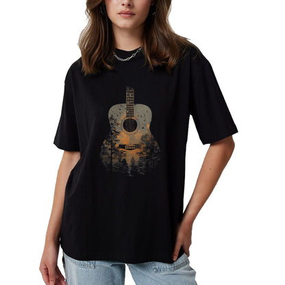 Guitar Lover Shirt, Funny Guitar UnisexT-Shirt/Hoodie/Sweatshirt HLT00 - Acoustic Guitar Outdoors Distressed Nature T-Shirt