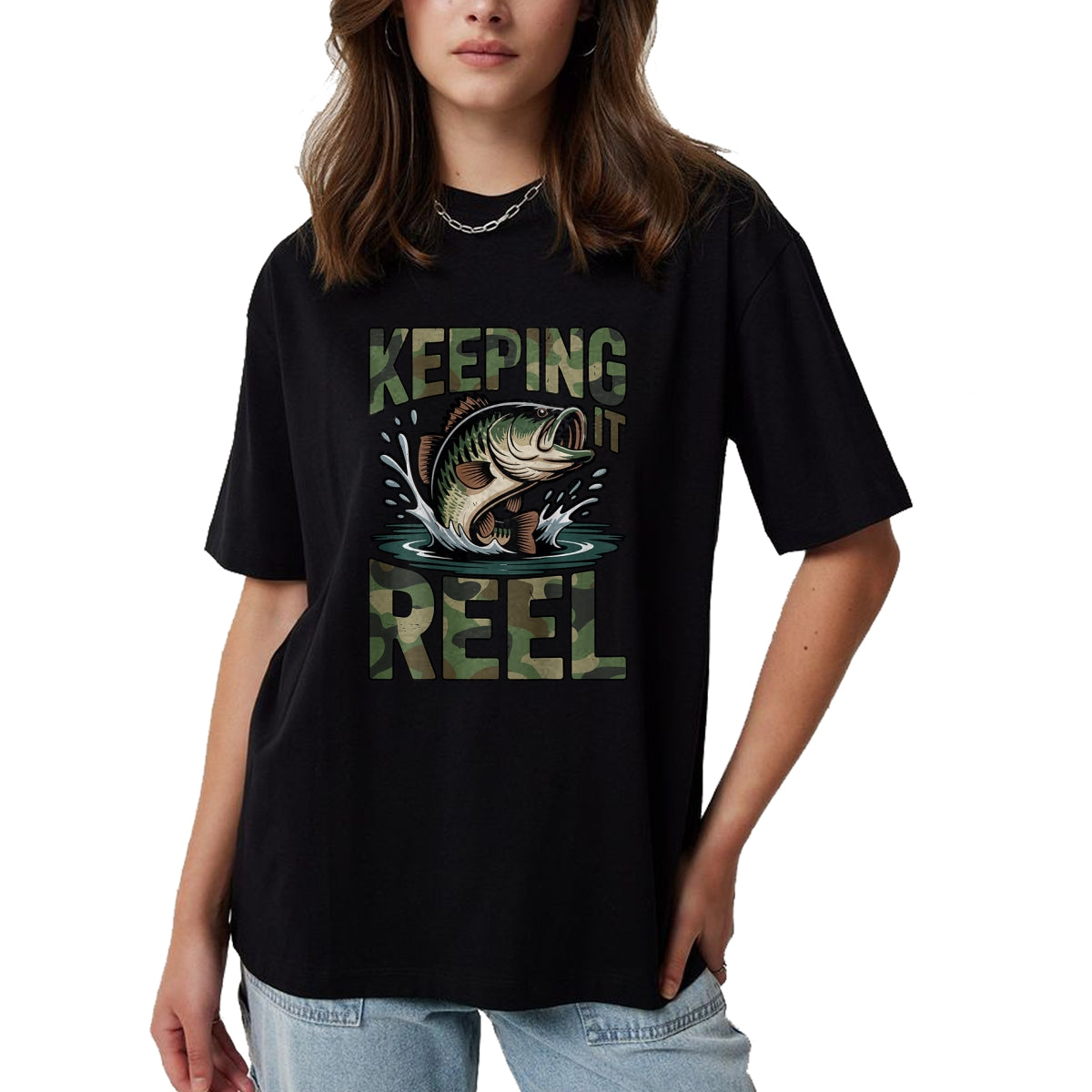 Funny Fishing Shirt, Gift For Fishing Lover Unisex T-Shirt/Hoodie/Sweatshirt HLT00 - Youth Camo Fishing Bass Fish Keeping It Reel Funny Fishing T-Shirt
