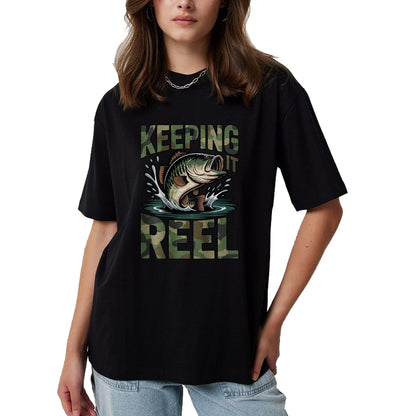Funny Fishing Shirt, Gift For Fishing Lover Unisex T-Shirt/Hoodie/Sweatshirt HLT00 - Youth Camo Fishing Bass Fish Keeping It Reel Funny Fishing T-Shirt