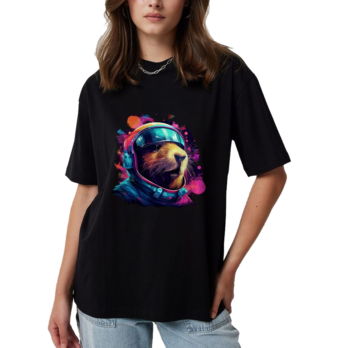 Cute Capybara Shirt, Funny Capybara Unisex T-Shirt/Hoodie/Sweatshirt HLT00 - Funny Capybara Galaxy Tee, Shirt For Women Men Kids Long Sleeve T-Shirt