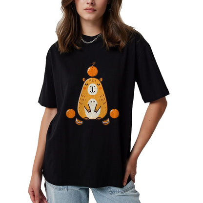 Cute Capybara Shirt, Funny Capybara Unisex T-Shirt/Hoodie/Sweatshirt HLT00 - Kawaii Capybara Orange Long Sleeve T-Shirt (1)