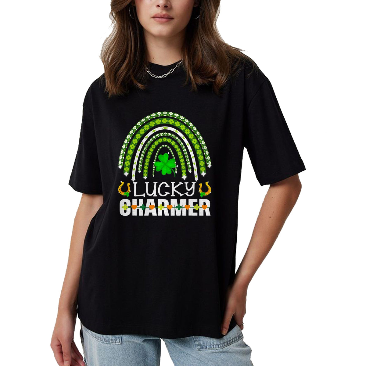 Patrick Day Shirts for Family, Funny Patrick Day shirts, st patrick's day Unisex T-Shirt/Hoodie/Sweatshirt HLT00 - Lucky Charmer Funny St Patrick Day  Rainbow Shamrock T-Shirt