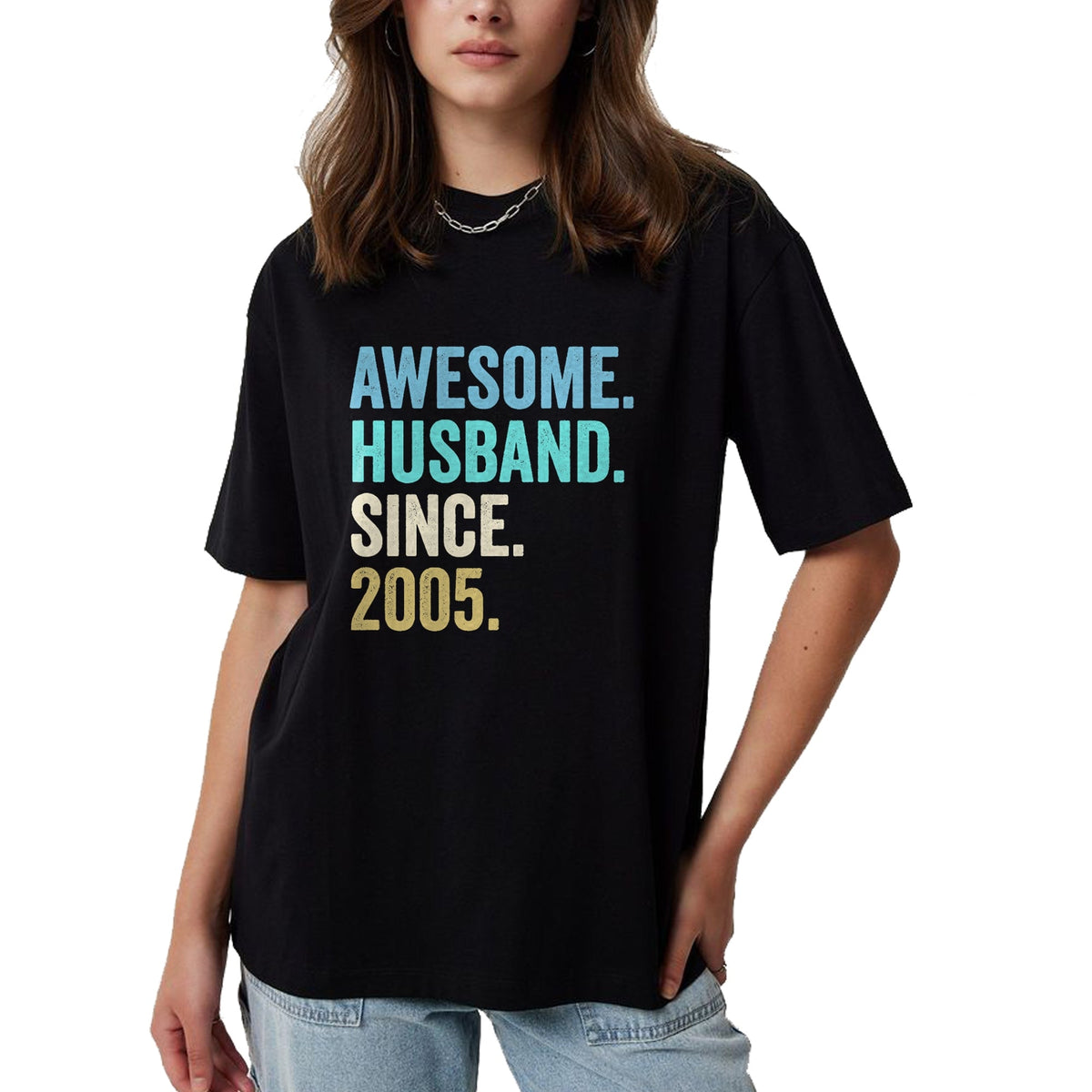 Best Wife Shirt, Wife and Husband Unisex T-Shirt/Hoodie/Sweatshirt HLT00 - Awesome Husband Since 2005 19th wedding anniversary 19 years T-Shirt