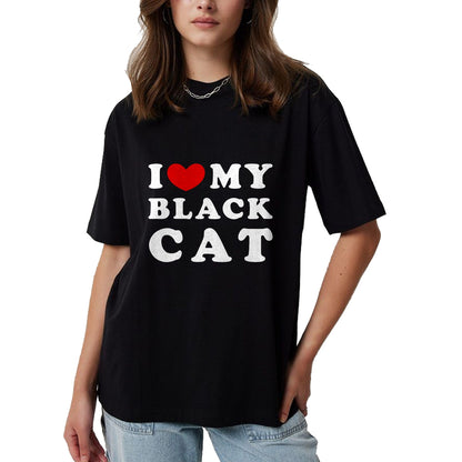 Cat Love Shirt, Funny Cat Lover Gift UnisexT-Shirt/Hoodie/Sweatshirt HLT00 - I Love My Black Cat, I Heart My Black Cat T-Shirt