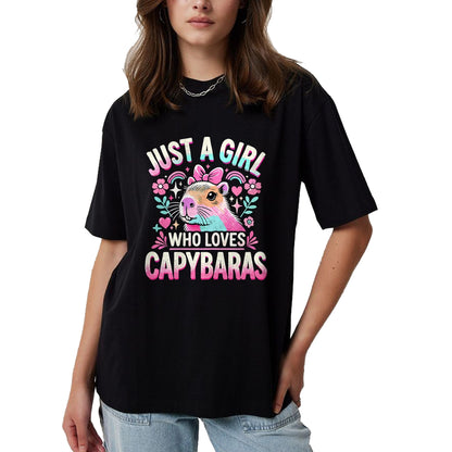 Cute Capybara Shirt, Funny Capybara Unisex T-Shirt/Hoodie/Sweatshirt HLT00 - Capybara Just a Girl who loves Capybaras T-Shirt (3)
