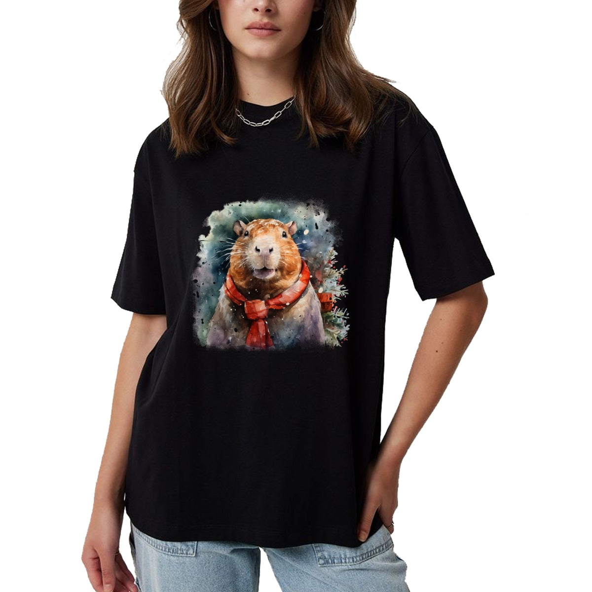 Cute Capybara Shirt, Funny Capybara Unisex T-Shirt/Hoodie/Sweatshirt HLT00 - Capybara Christmas Long Sleeve T-Shirt (1)
