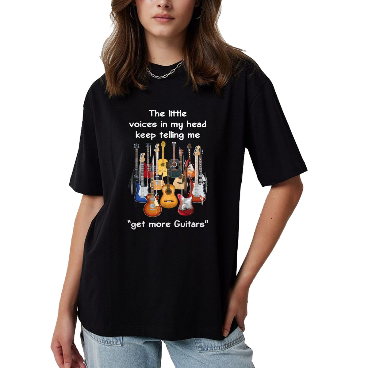 Guitar Lover Shirt, Funny Guitar UnisexT-Shirt/Hoodie/Sweatshirt HLT00 - The Voices in My Head Keep Telling Me to Get More Guitars T-Shirt