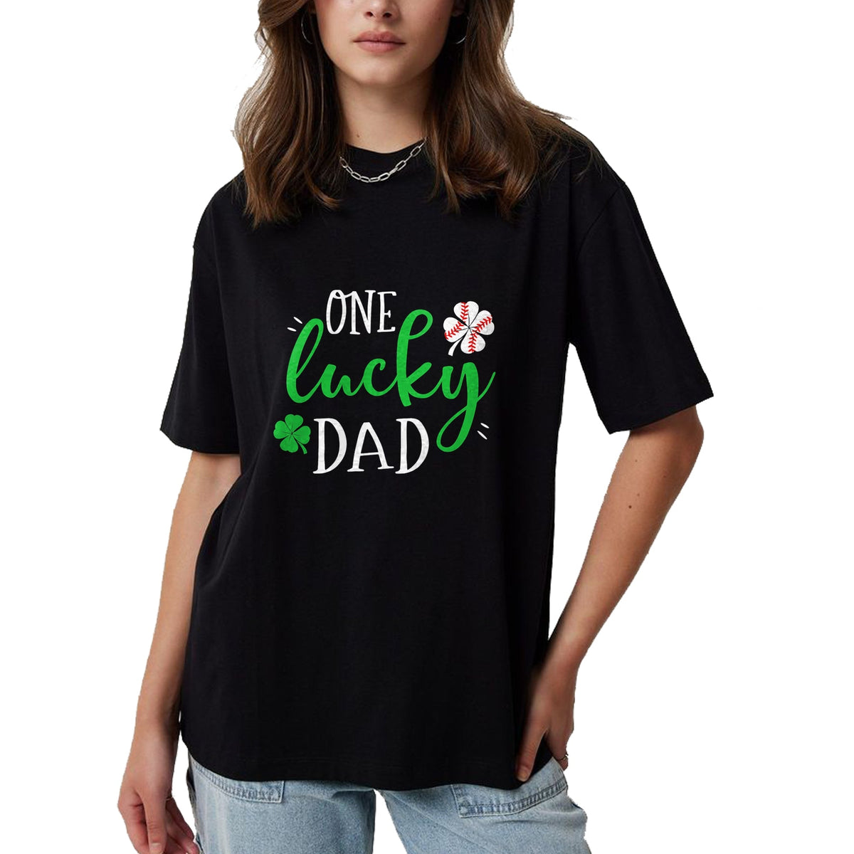 Gift for Dad Shirt, Funny Dad Unisex T-Shirt/Hoodie/Sweatshirt HLT00 – Mens Baseball Dad One Lucky Dad Tee Vintage St Patrick Day Father T-Shirt