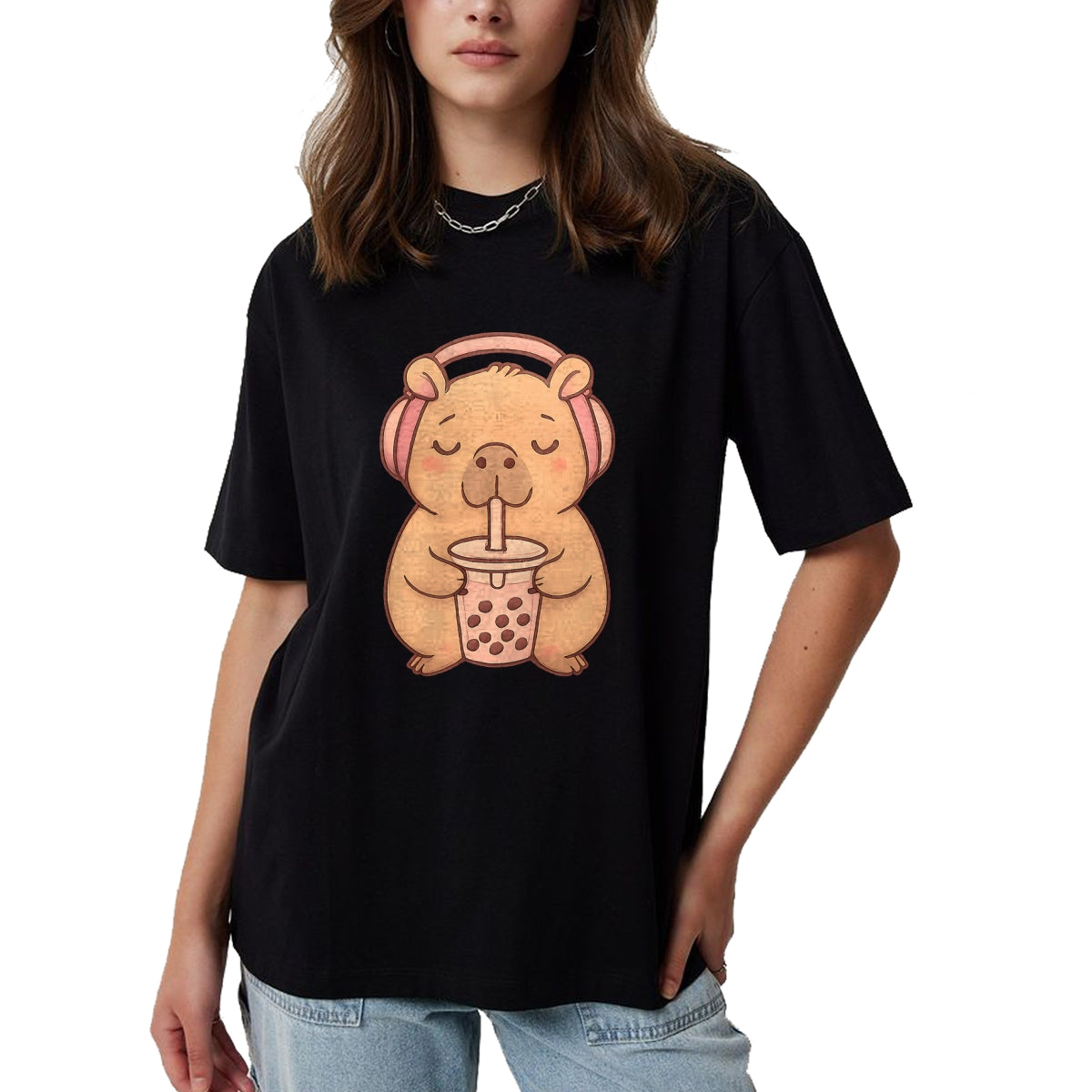 Cute Capybara Shirt, Funny Capybara Unisex T-Shirt/Hoodie/Sweatshirt HLT00 - Capybara Kawaii Girl T-Shirt
