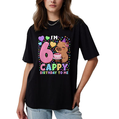Cute Capybara Shirt, Funny Capybara UnisexT-Shirt/Hoodie/Sweatshirt HLT00 - Capybara Birthday Shirt 6 Kawaii Girl Capybara 6th Birthday T-Shirt