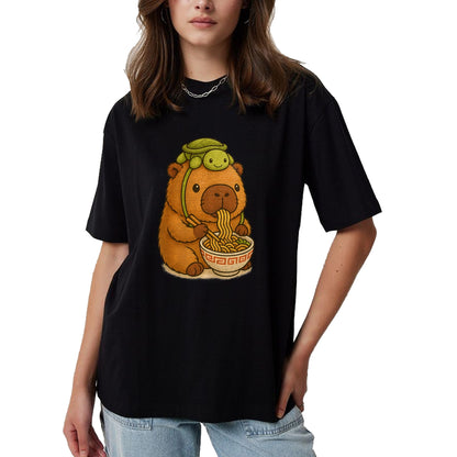 Cute Capybara Shirt, Funny Capybara UnisexT-Shirt/Hoodie/Sweatshirt HLT00 - Capybara Anime Ramen Turtle Funny Graphic Kawaii Capibara T-Shirt