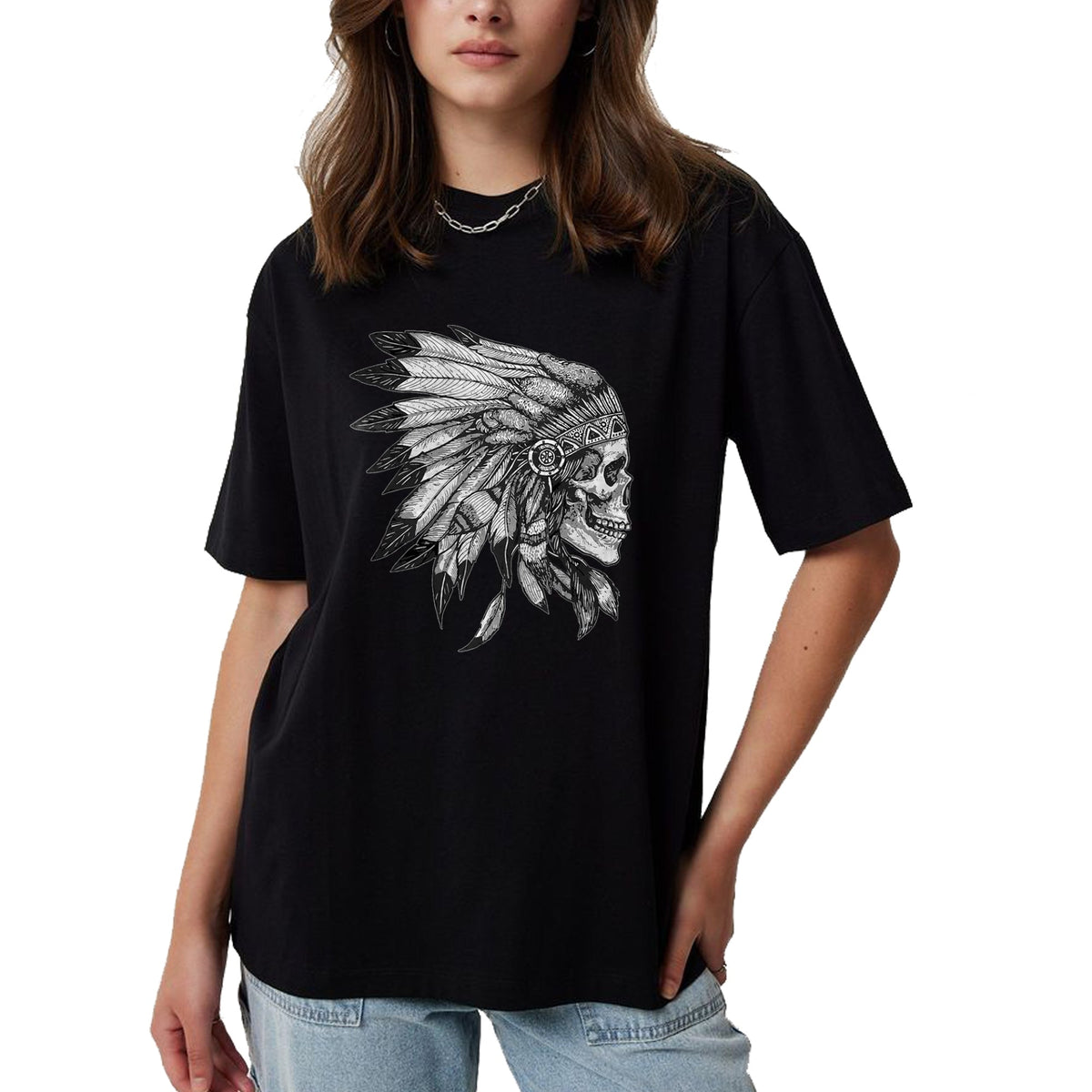 Native American T-Shirts, Vintage Native American Unisex T-Shirt/Hoodie/Sweatshirt HLT00 - American Motorcycle Skull Native Indian Eagle Chief Vintage