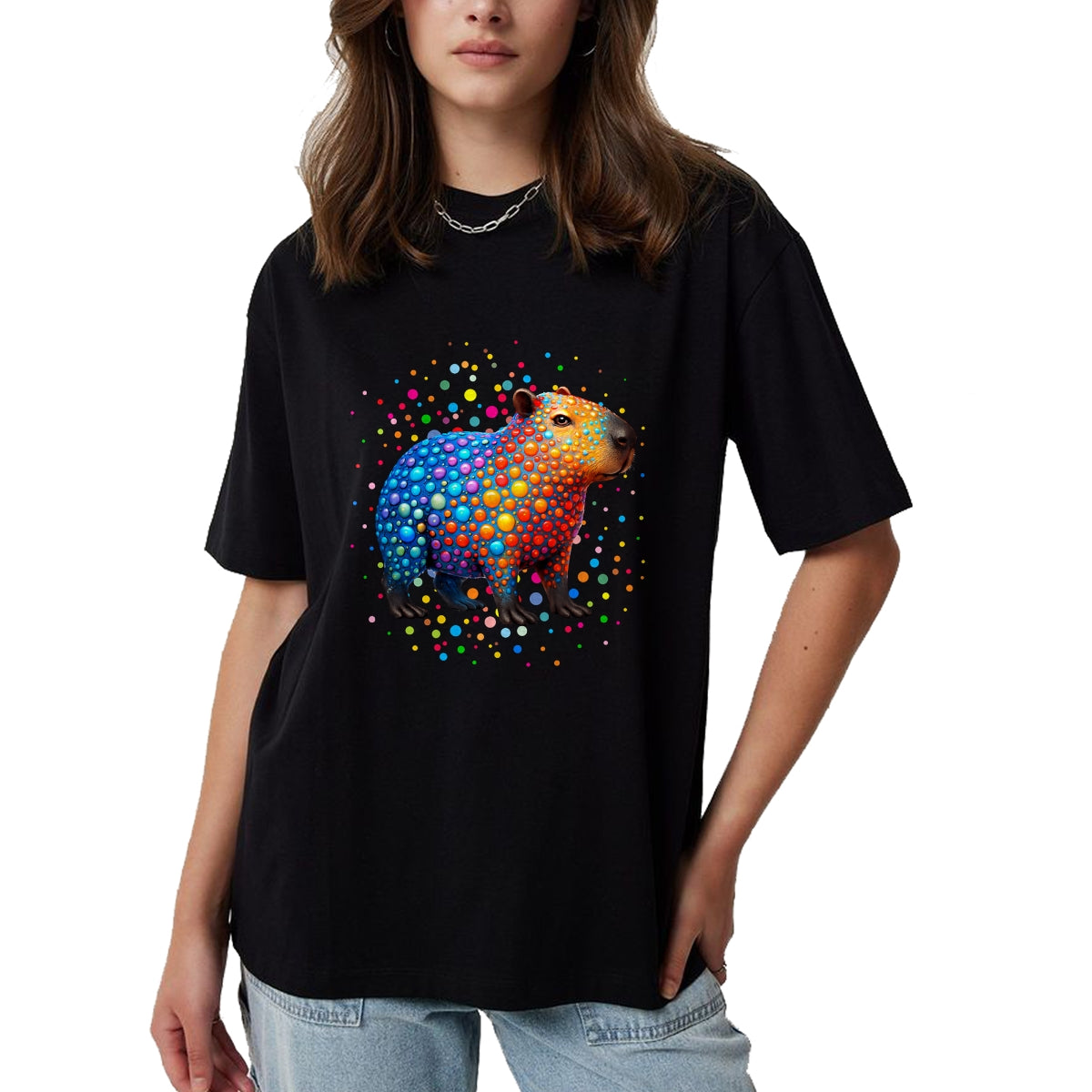 Cute Capybara Shirt, Funny Capybara Unisex T-Shirt/Hoodie/Sweatshirt HLT00 - Capybara Lovers Polka Dots Happy Dot Day Girls Boys Kids T-Shirt