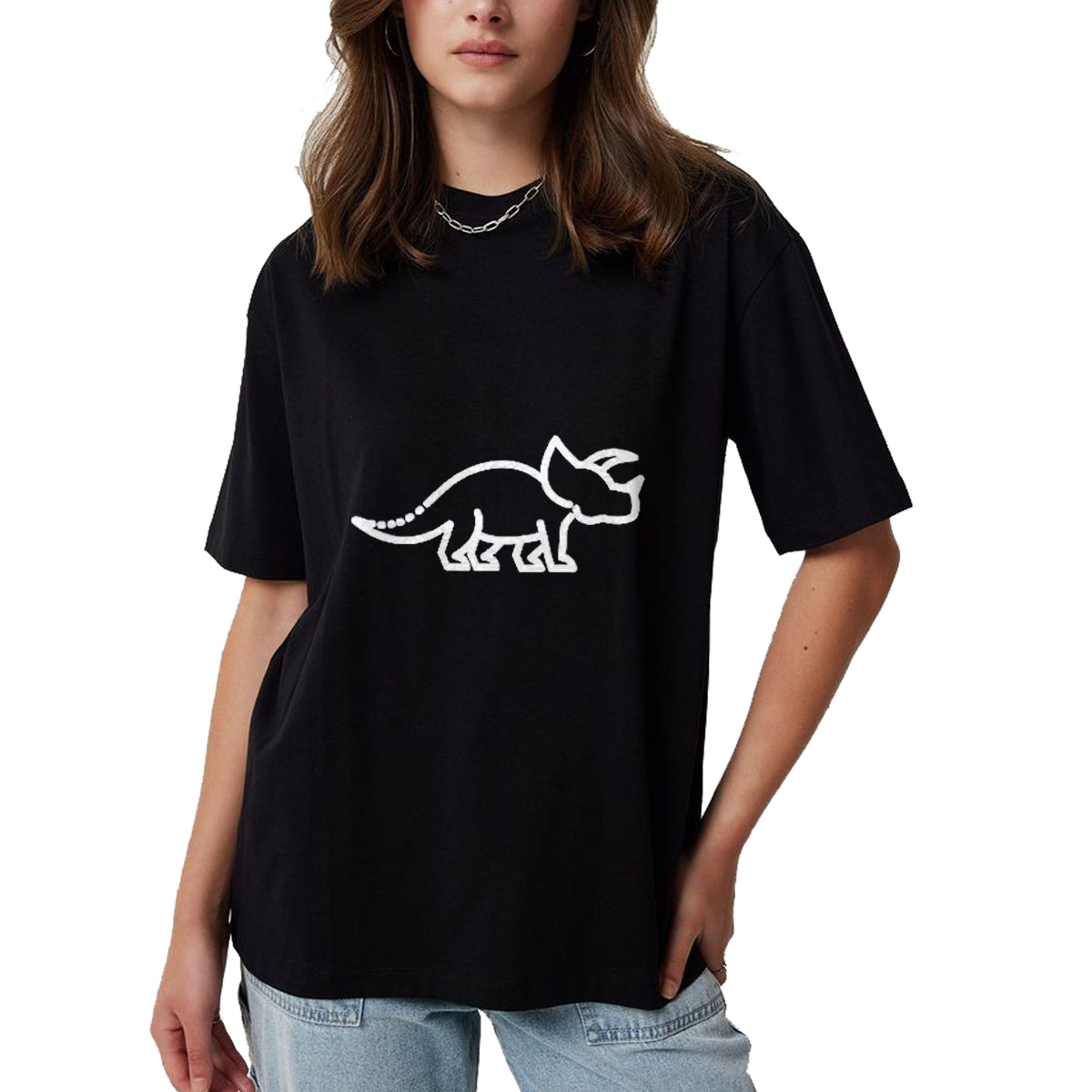 Best Dinosaur Lover Shirt, Funny Dinosaur UnisexT-Shirt/Hoodie/Sweatshirt HLT00 - Triceratops Howling to The Moon Meme Funny 90_s Dinosaur T-Shirt