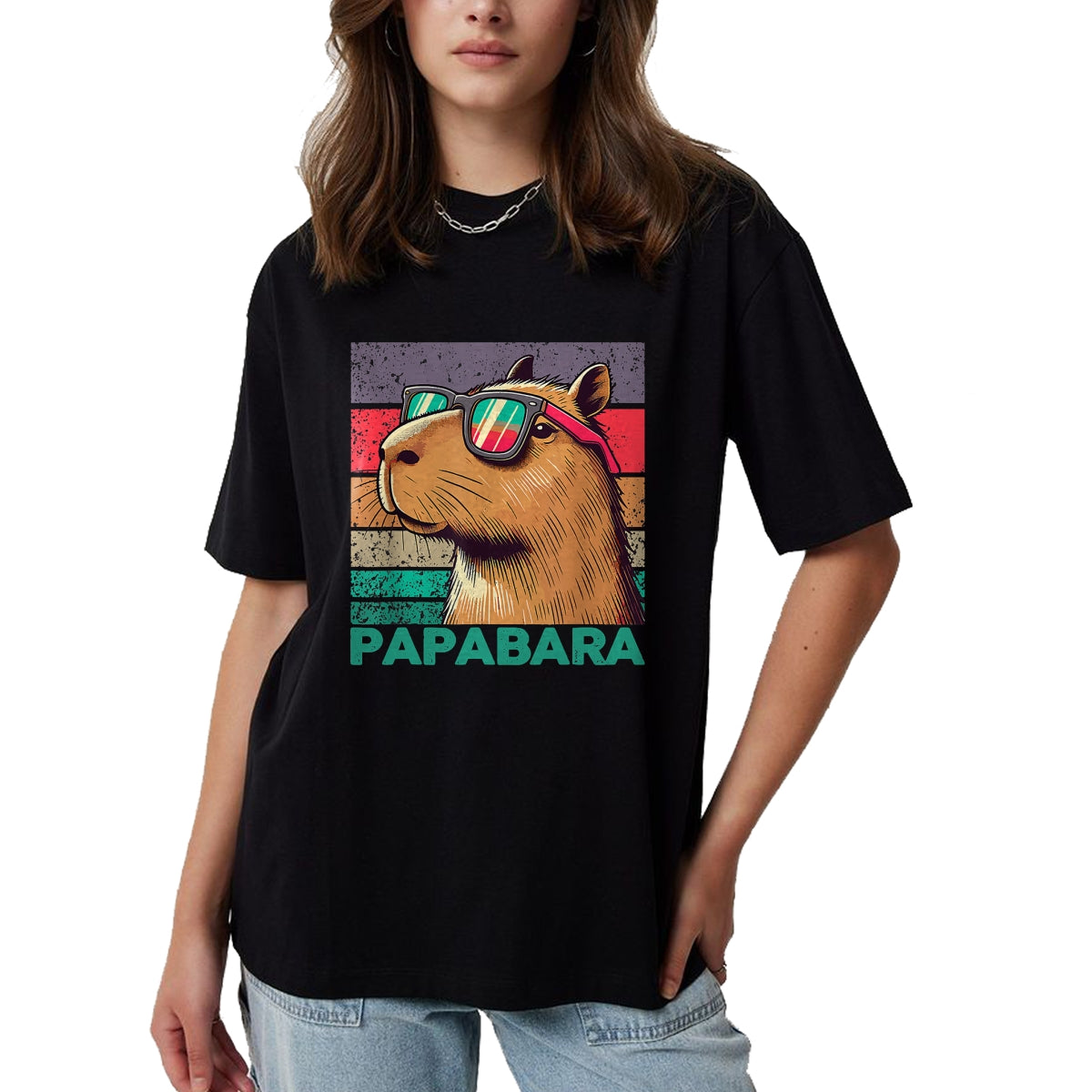 Cute Capybara Shirt, Funny Capybara Unisex T-Shirt/Hoodie/Sweatshirt HLT00 - Papabara Father_s Day Best Dad Capybara T-Shirt
