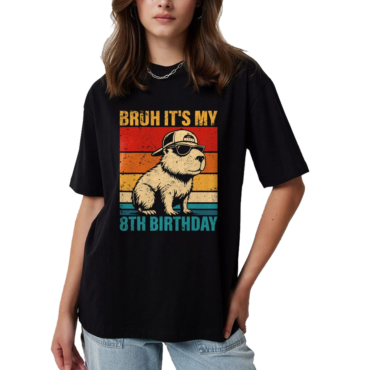 Cute Capybara Shirt, Funny Capybara UnisexT-Shirt/Hoodie/Sweatshirt HLT00 - 8 Year Old Birthday Boy Capybara Bruh It_s My 8th Birthday T-Shirt