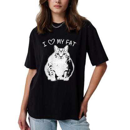 Cat Love Shirt, Funny Cat Lover Gift UnisexT-Shirt/Hoodie/Sweatshirt HLT00 - I Love My Fat Cat Funny Cat Lover T-Shirt Gift Idea T-Shirt