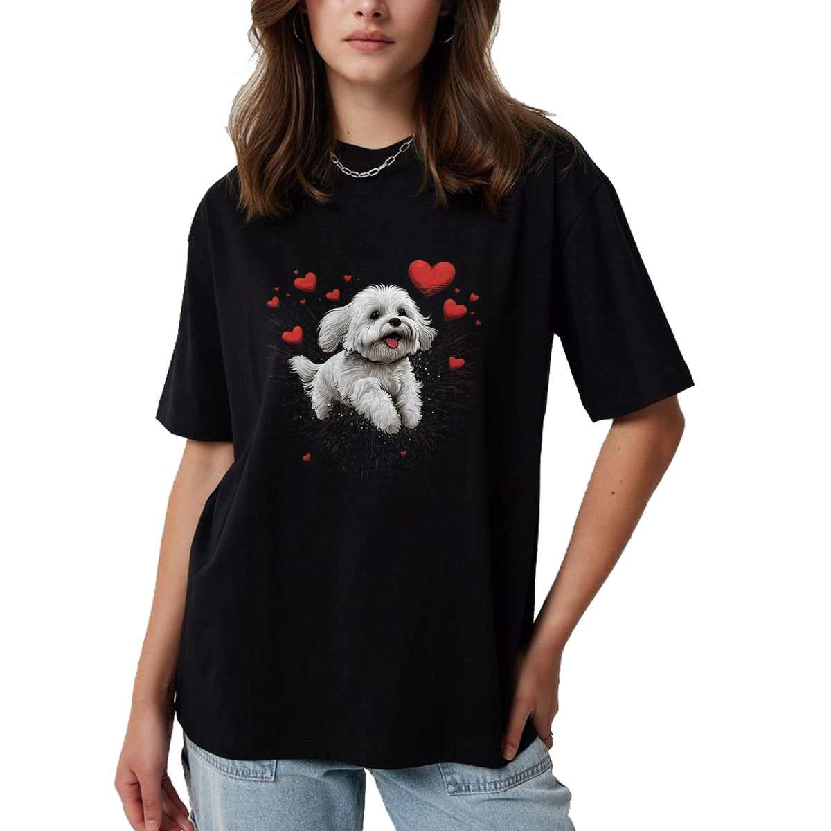 Dog Love Shirt, Dog Lover Gift T-Shirt/Hoodie/Sweatshirt HLT00 - Maltese dog Love Heart for Valentines Day Maltese dog Lover T-Shirt