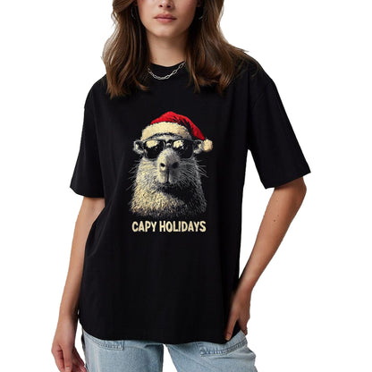 Cute Capybara Shirt, Funny Capybara Unisex T-Shirt/Hoodie/Sweatshirt HLT00 - Funny Christmas Capy Holidays Kids Teens Boys Xmas Capybara T-Shirt
