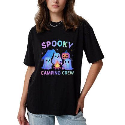 Funny Camping Shirt, Gift For Camping Lover Unisex T-Shirt/Hoodie/Sweatshirt HLT00 - Spooky Camping Crew Ghosts Halloween Campfire Vintage Boo T-Shirt