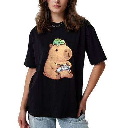 Cute Capybara Shirt, Funny Capybara Unisex T-Shirt/Hoodie/Sweatshirt HLT00 - Cute Capybara Anime Gamer Turtle Funny Graphic Kawaii T-Shirt