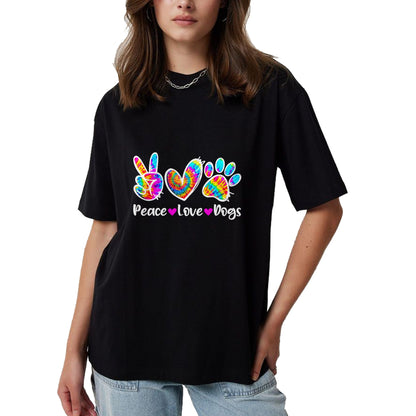 Dog Love Shirt, Dog Lover Gift T-Shirt/Hoodie/Sweatshirt HLT00 - Cute Peace Love Dogs Tie Dye Dog Paw Dog Mom Mothers Day T-Shirt