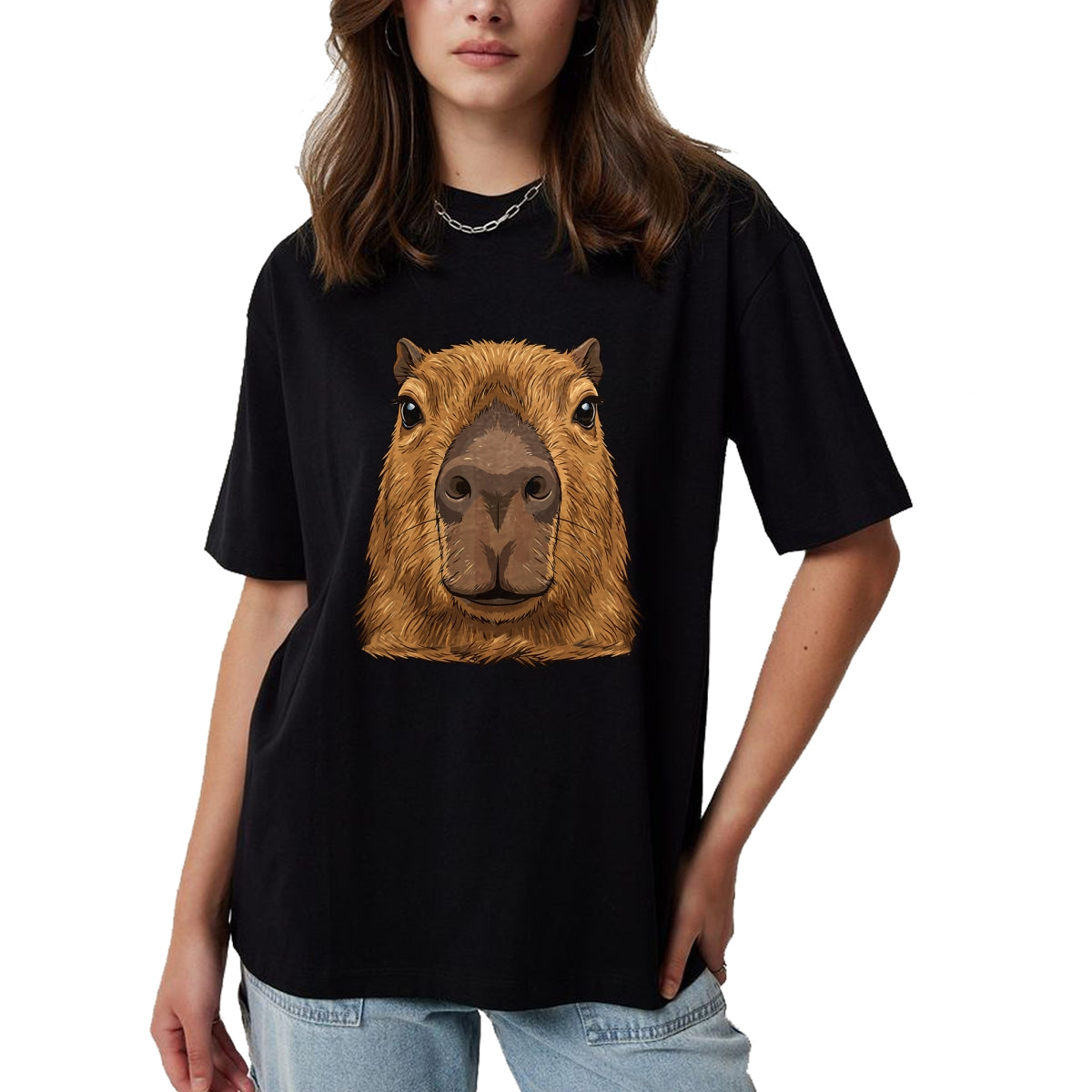 Cute Capybara Shirt, Funny Capybara Unisex T-Shirt/Hoodie/Sweatshirt HLT00 - Capybara Face Cute Animal Capybaras Lover T-Shirt