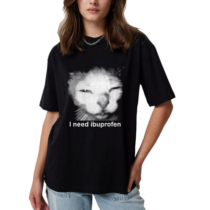 Cat Love Shirt, Funny Cat Lover Gift UnisexT-Shirt/Hoodie/Sweatshirt HLT00 - I Need Ibuprofen Funny Vintage Graphic Cat Meme T-Shirt