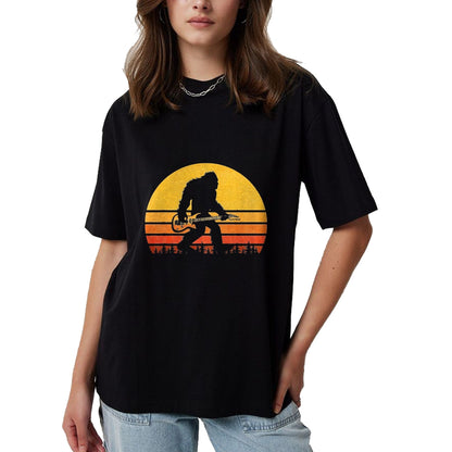 Guitar Lover Shirt, Funny Guitar UnisexT-Shirt/Hoodie/Sweatshirt HLT00 - Retro Bigfoot Guitar T-Shirt, Vintage Sasquatch Rocker Tee T-Shirt, Men, Black, 3X-Large