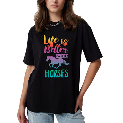 Best Horse Lover Shirt , Funny Horse UnisexT-Shirt/Hoodie/Sweatshirt HLT00 - Cute Life is Better with Horses Horseback Riding T-Shirt
