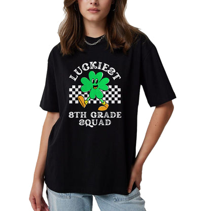 Patrick Day Shirts for Family, Funny Patrick Day shirts, st patrick's day Unisex T-Shirt/Hoodie/Sweatshirt HLT00 - Luckiest 8th Grade Squad Shamrock Kid St Patrick Day Teacher T-Shirt
