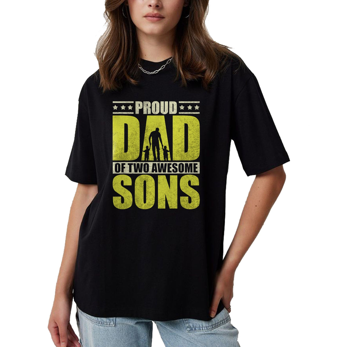 Gift for Dad Shirt, Funny Dad Unisex T-Shirt/Hoodie/Sweatshirt HLT00 – Proud father two sons dad daddy father_s day gift idea T-Shirt