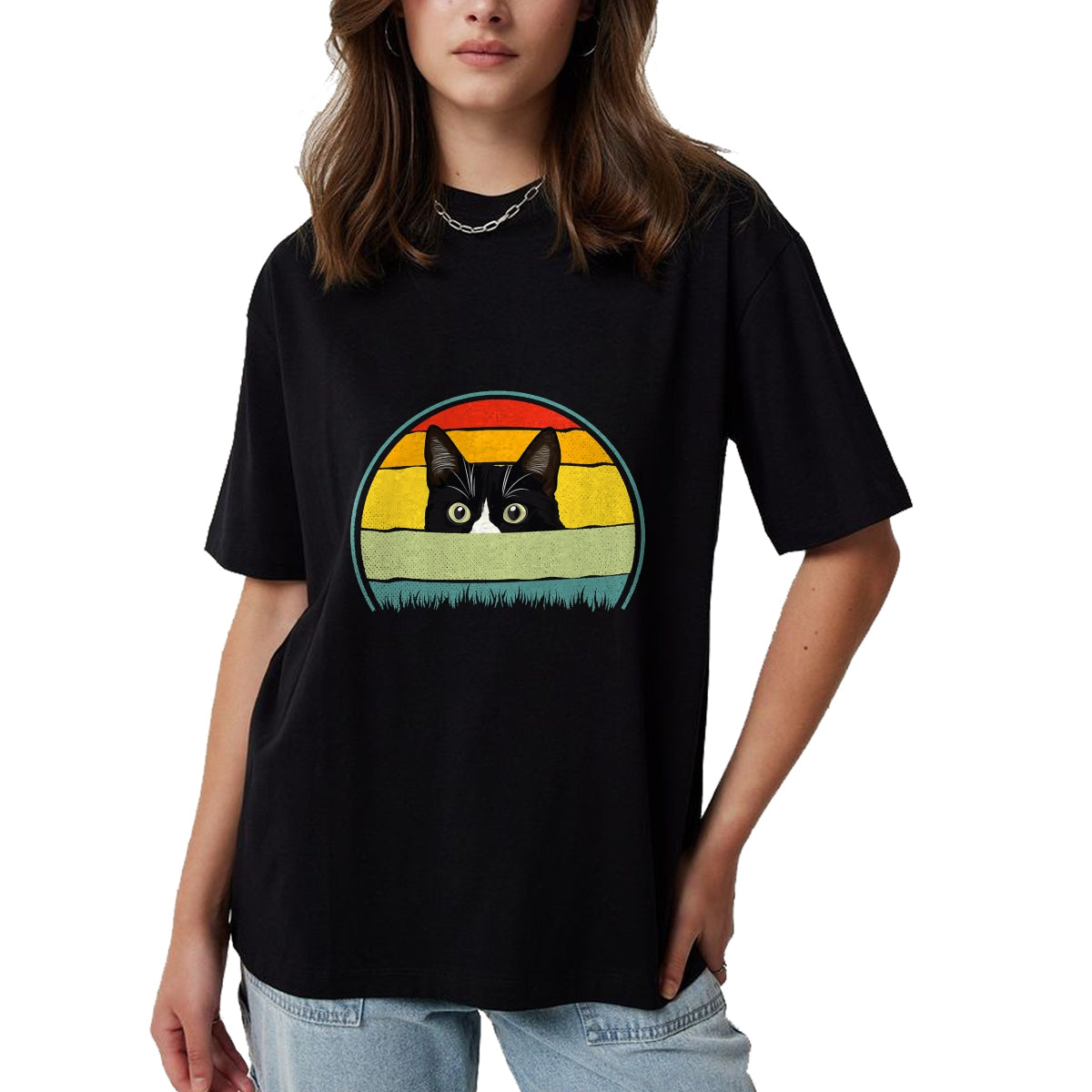 Cat Love Shirt, Funny Cat Lover Gift UnisexT-Shirt/Hoodie/Sweatshirt HLT00 - Tuxedo cat vintage retro cats loves T-Shirt