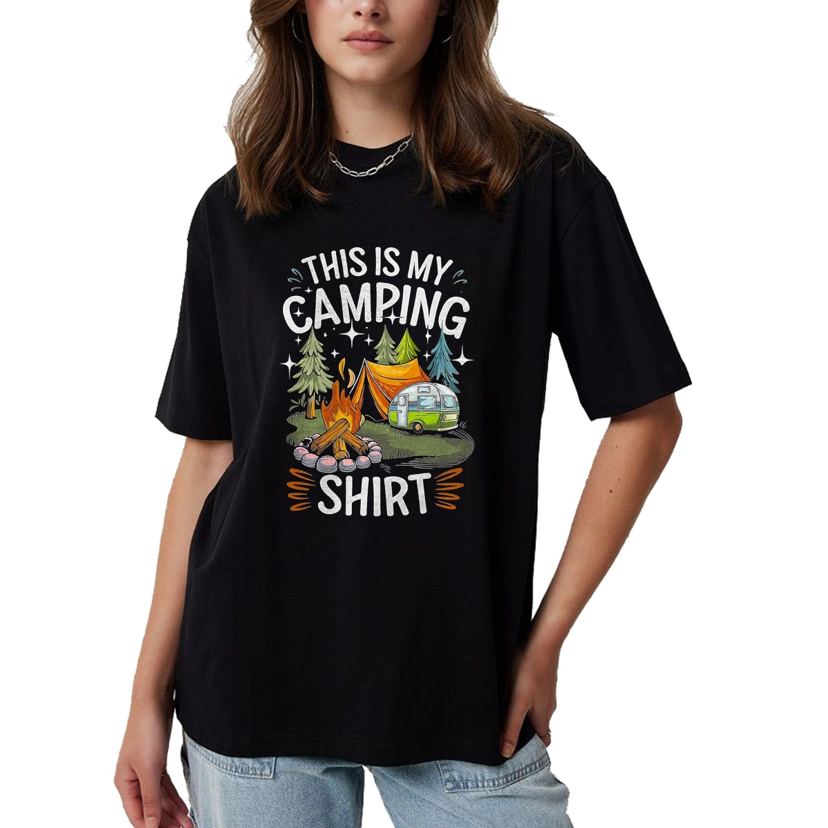 Funny Camping Shirt, Gift For Camping Lover Unisex T-Shirt/Hoodie/Sweatshirt HLT00 - Funny This is My Camping Shirt for Camper Camping Men Women T-Shirt, Men, Black, 3X-Large