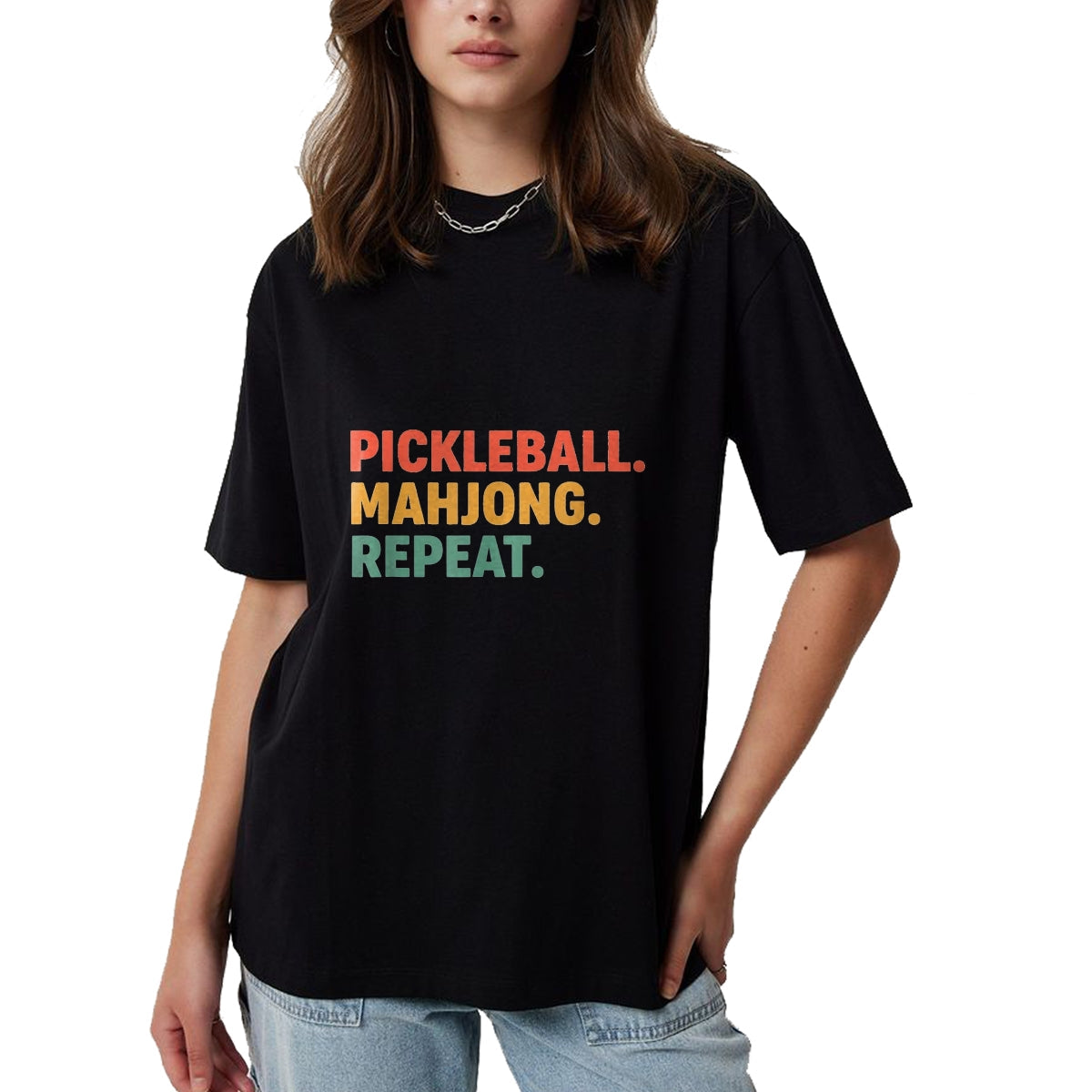 Funny Pickleball Shirt, Pickleball Lover Unisex T-Shirt/Hoodie/Sweatshirt HLT00 - Pickleball Mahjong Repeat Funny Sports Slogan Active Hobby T-Shirt, Women, Kelly Green, Large